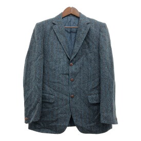 【B品】 60年代 Harris Tweed ハリスツイード ウール テーラード ジャケット ヴィンテージ ブルー (メンズ M相当) 中古 古着 Q0208