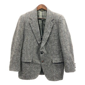 90年代 USA製 Harris Tweed ハリスツイード ヘリンボーンツイル ウール テーラードジャケット グレー (メンズ M相当) 中古 古着 Q1735