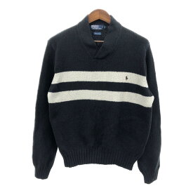 90年代 Polo by Ralph Lauren ポロ ラルフローレン セーター ボーダー ブラック (メンズ XL) 中古 古着 Q3721