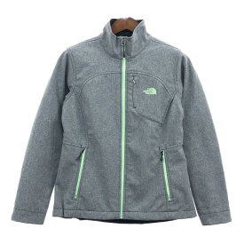 THE NORTH FACE ノースフェイス ソフトシェル フリースジャケット アウトドア ワンポイント ライトグレー (レディース L) 中古 古着 Q4210