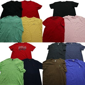 古着卸 まとめ売り ラルフローレン 半袖Tシャツ 14枚セット (メンズ XL /2XL ) カラー系 ブランドロゴ Vネック 胸ポケット プリント MS5716