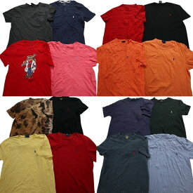 古着卸 まとめ売り ラルフローレン 半袖Tシャツ 16枚セット (メンズ ) カラー ブランドロゴ 胸ポケット ハーフボタン タイダイ系 MS5720