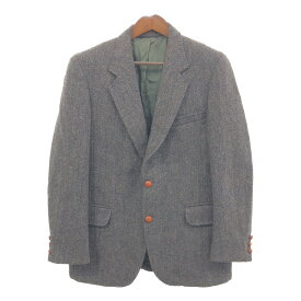 80年代 USA製 Harris Tweed ハリスツイード ウール テーラードジャケット ブラウン (メンズ L相当) 中古 古着 Q5123