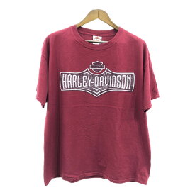HARLEY DAVIDSON ハーレーダビッドソン 半袖Tシャツ バイク ロゴ ワインレッド (メンズ XL) 中古 古着 Q5400