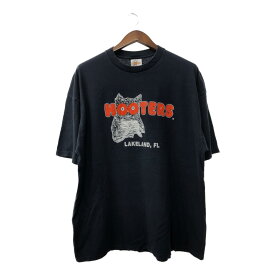 90年代 USA製 HOOTERS フーターズ 半袖Tシャツ 企業ロゴ ロゴ ブラック (メンズ 2XL) 中古 古着 Q5544