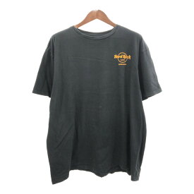 Hard Rock Cafe ハードロックカフェ バンコク 半袖Tシャツ 大きいサイズ ワンポイントロゴ ブラック (メンズ 2XL) 中古 古着 Q5793