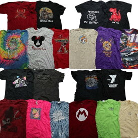 古着卸 まとめ売り カラーmix プリント 半袖Tシャツ 20枚セット (メンズ L /XL ) キャラクター タイダイ スカル 映画 ディズニー MS7525