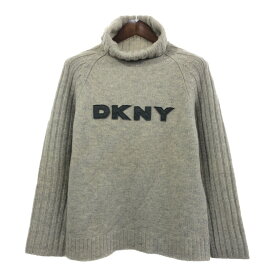 DKNY JEANS ウール ニット タートルネック セーター ロゴ グレー (メンズ L) 中古 古着 Q5976