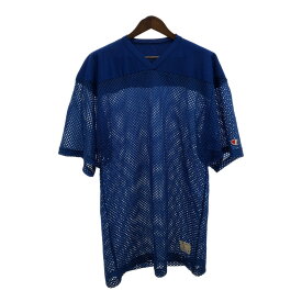 80年代 USA製 Champion チャンピオン メッシュ ゲームシャツ ユニフォーム ブルー (メンズ L) 中古 古着 Q5988