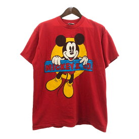 90年代 Disney ディズニー MICKEY&CO ミッキーマウス 半袖Tシャツ アニメT キャラクター レッド (メンズ ONE SIZE) 中古 古着 Q6411