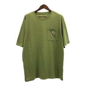 Carhartt カーハート ポケット 半袖Tシャツ ワンポイントロゴ グリーン (メンズ XL) 中古 古着 Q6208