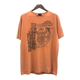 HARLEY DAVIDSON ハーレーダビッドソン ポケット 半袖Tシャツ バイク オレンジ (メンズ L) 中古 古着 Q6240