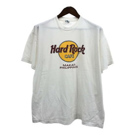 Hard Rock Cafe ハードロックカフェ フィリピン 半袖Tシャツ ロゴ ホワイト (メンズ L) 中古 古着 Q6352