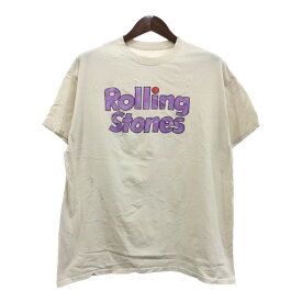 THE ROLLING STONES ローリング・ストーンズ 半袖Tシャツ バンドT ホワイト (メンズ L) 中古 古着 Q6468