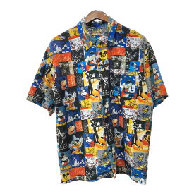 Disney ディズニー 総柄 ミッキーマウス 半袖Tシャツ キャラクター マルチカラー (メンズ XL相当) 中古 古着 Q6502