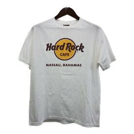 Hard Rock Cafe ハードロックカフェ バハマ 半袖Tシャツ ロゴ ホワイト (メンズ LARGE) 中古 古着 Q6527