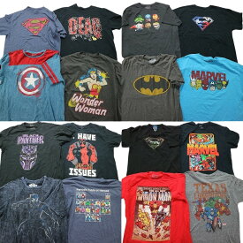 古着卸 まとめ売り マーベル DCコミック 半袖Tシャツ 16枚セット (メンズ XL ) スーパーマン バットマン ブラックパンサー MS9387