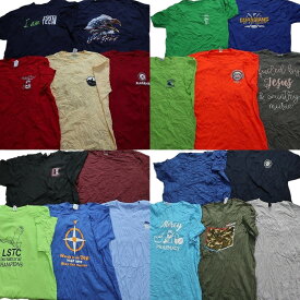 古着卸 まとめ売り カラーmix プリント 半袖Tシャツ 20枚セット (メンズ 2XL ) カラーMIX グリーン ブルー MS9425