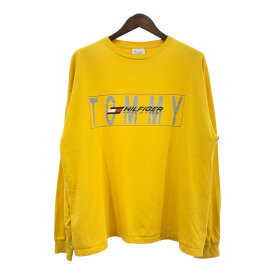 90年代 TOMMY HILFIGER トミーヒルフィガー 長袖Tシャツ 大きいサイズ ロゴ イエロー (メンズ 2XL) 中古 古着 Q7493