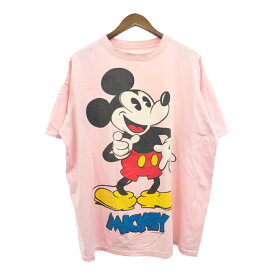 SALE// 90年代 Disney ディズニー ミッキーマウス 半袖Tシャツ シングルステッチ キャラクター ピンク (メンズ XL相当) Q8558