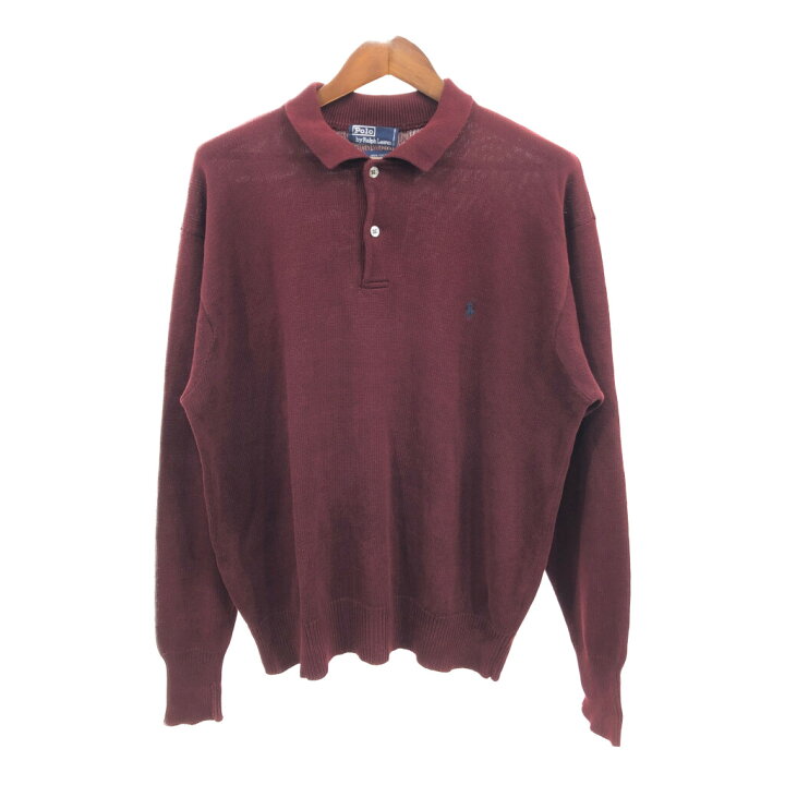 希少】ポロ ラルフローレン メッシュ コットンニット シャツ XL 90s