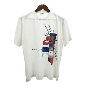 90年代 NIKE ナイキ グラフィックプリント 半袖Tシャツ スポーツ ホワイト (メンズ L) 中古 古着 Q7733