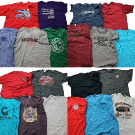 古着卸 まとめ売り カラーmix プリント 半袖Tシャツ 20枚セット (メンズ 2XL ) ナイキ カレッジ風 ワンポイントロゴ 英字ロゴ MT1484