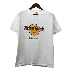 Hard Rock Cafe ハードロックカフェ ヒューストン 半袖Tシャツ ロゴ ホワイト (メンズ M相当) 中古 古着 Q8098