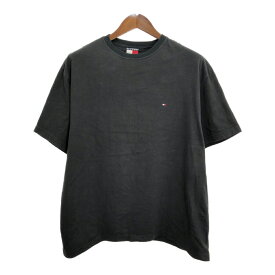 SALE///// 00年代 TOMMY HILFIGER トミーヒルフィガー 半袖Tシャツ ワンポイントロゴ ブラック (メンズ L) 中古 古着 Q9274