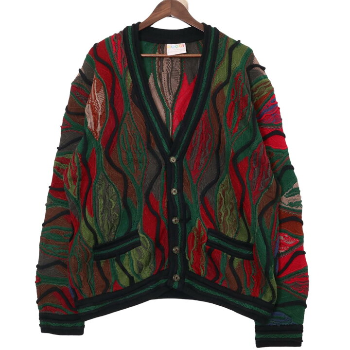 COOGI】オーストラリア製 3Dカーディガン 総柄 古着usedAS132｜長袖