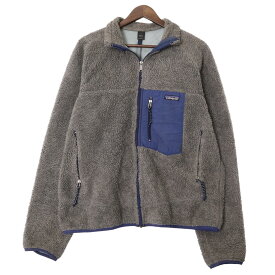 90年代 USA製 patagonia パタゴニア Retro-X レトロX フリースジャケット アウトドア グレー (メンズ L) 中古 古着 A0416