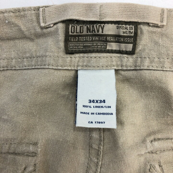 楽天市場】OLD NAVY オールドネイビー リネン カーゴパンツ ベージュ 