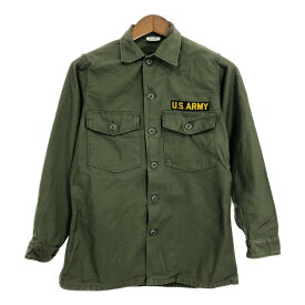 60年代 米軍実物 U.S.ARMY OG-107 コットンサテンシャツ ミリタリー オリーブ (メンズ 14.5) 中古 古着 R2740