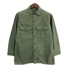 60年代 米軍実物 U.S.ARMY OG-107 コットンサテンシャツ ヴィンテージ ミリタリー オリーブ (メンズ M相当) 中古 古着 R4990