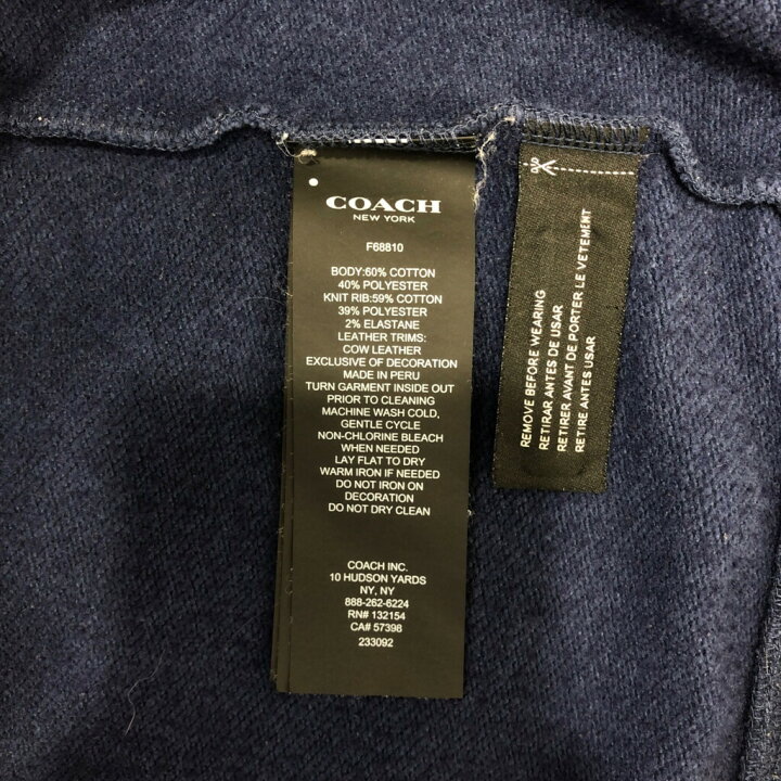 楽天市場】COACH コーチ スウェット フルジップ パーカー ネイビー 