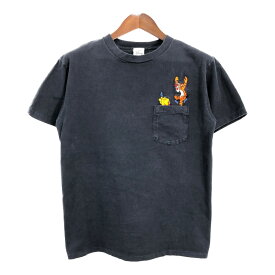 SALE///// 90年代 USA製 Disney ディズニー くまのプーさん ポケットTシャツ キャラクター ブラック (メンズ MEDIUM) 中古 古着 R5661