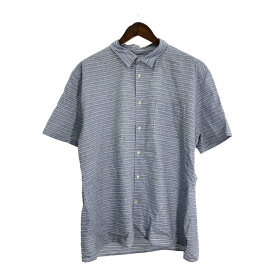 SALE///// Barbour バブアー コットン リネンシャツ ボーダー ライトブルー (メンズ XL) 中古 古着 R5834