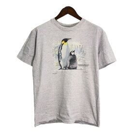 SALE///// 90年代 USA製 LIBERTY GRAPHICS アニマルプリント ペンギン 半袖Tシャツ グレー (メンズ L) 中古 古着 R5875