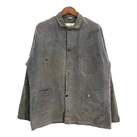 50年代 SANFOR サンフォー フレンチワーク ブラック モールスキン ワークジャケット ヴィンテージ ユーロ (メンズ 60) 中古 古着 R6292