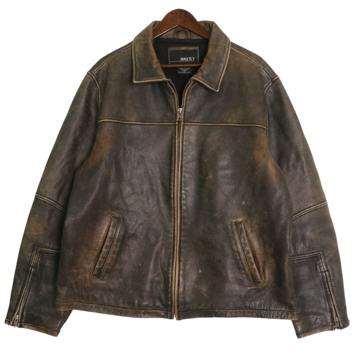 楽天市場】90年代 BKE67 レザージャケット ブラウン (メンズ XL) 中古  