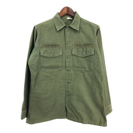 60年代 米軍実物 U.S.ARMY OG-107 コットンサテンシャツ ヴィンテージ ミリタリー オリーブ (メンズ 16 1/2) 中古 古着 S2467