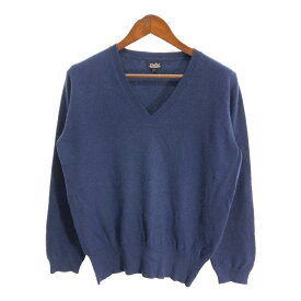 nulu Vネック カシミヤ ニット セーター ネイビー (レディース L) 中古 古着 S4006