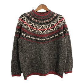 00年代 Eddie Bauer エディーバウアー ノルディックセーター アウトドア フェアアイル柄 ブラウン (レディース L) 中古 古着 S7257