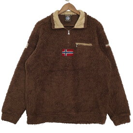 00年代 NAPAPIJRI ナパピリ ハーフジップ ボアフリースジャケット ブラウン (メンズ XL) 中古 古着 A3142