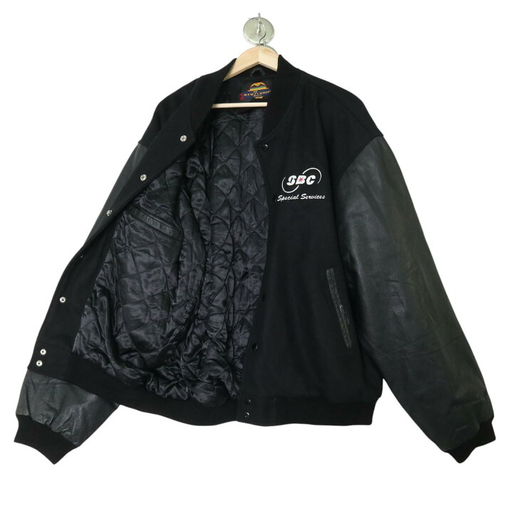 楽天市場】NEWZLANDER ウール レザースタジアムジャケット 企業ロゴ 