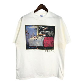 デッドストック 90年代 USA製 JERZEES ジャージーズ Salvador Dali 半袖Tシャツ ホワイト (メンズ XL) 中古 古着 T0053
