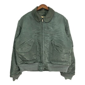 70年代 米軍実物 U.S.AIRFORCE CWU-55/PU フライトジャケット ヴィンテージ ミリタリー セージグリーン (メンズ X-LARGE) 中古 古着 T0195