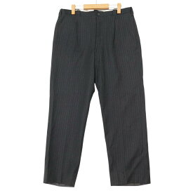 50年代 2タック ウール スラックスパンツ ヴィンテージ ストライプ グレー (メンズ W35 L28相当) 中古 古着 A3736
