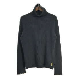 イタリア製 ARMANI JEANS アルマーニ ジーンズ タートルネック リブニット セーター 大きいサイズ ブラック (メンズ XXL) 中古 古着 T2551