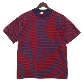 70年代 TOWNCRAFT タウンクラフト ボーダーTシャツ ヴィンテージ ワインレッド (メンズ XL) 中古 古着 A4262